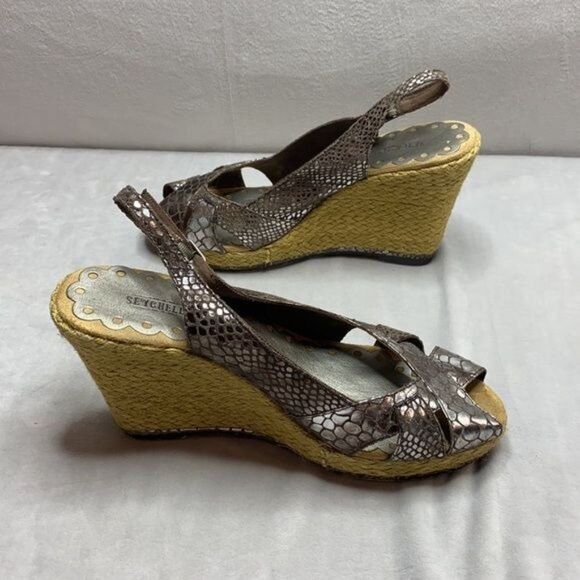 Seychelles Metallic Snake Skin Espadrille Wedges size 10 - Picture 5 of 10